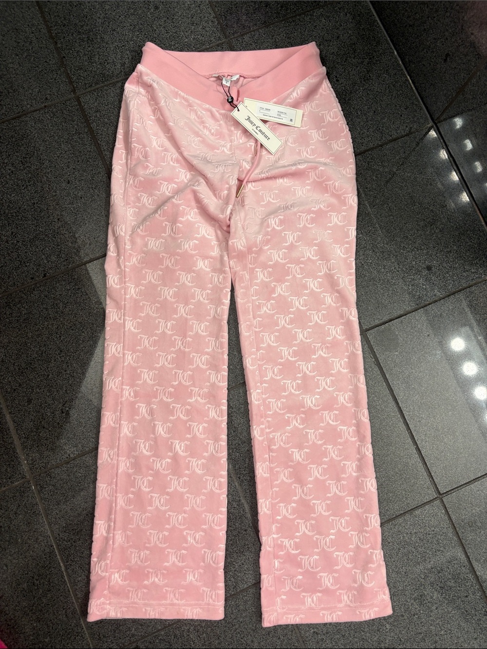 Juicy Couture women’s Pink Monogram Velour Joggers